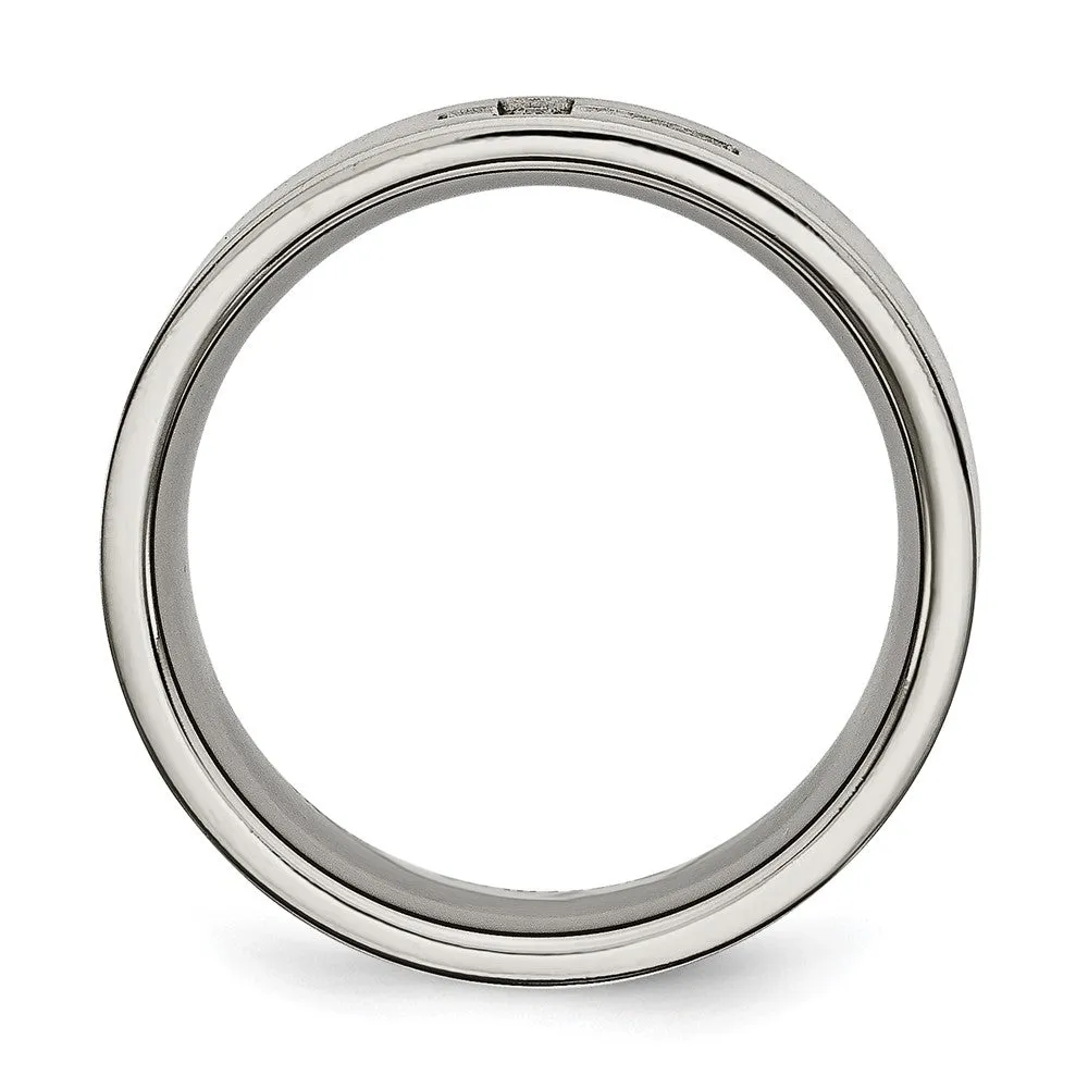 Titanium Brushed 1/15ct Diamond Cross 8mm Flat Band