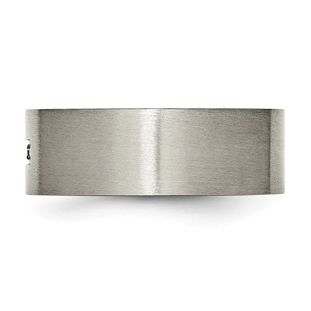 Titanium Brushed 1/15ct Diamond Cross 8mm Flat Band