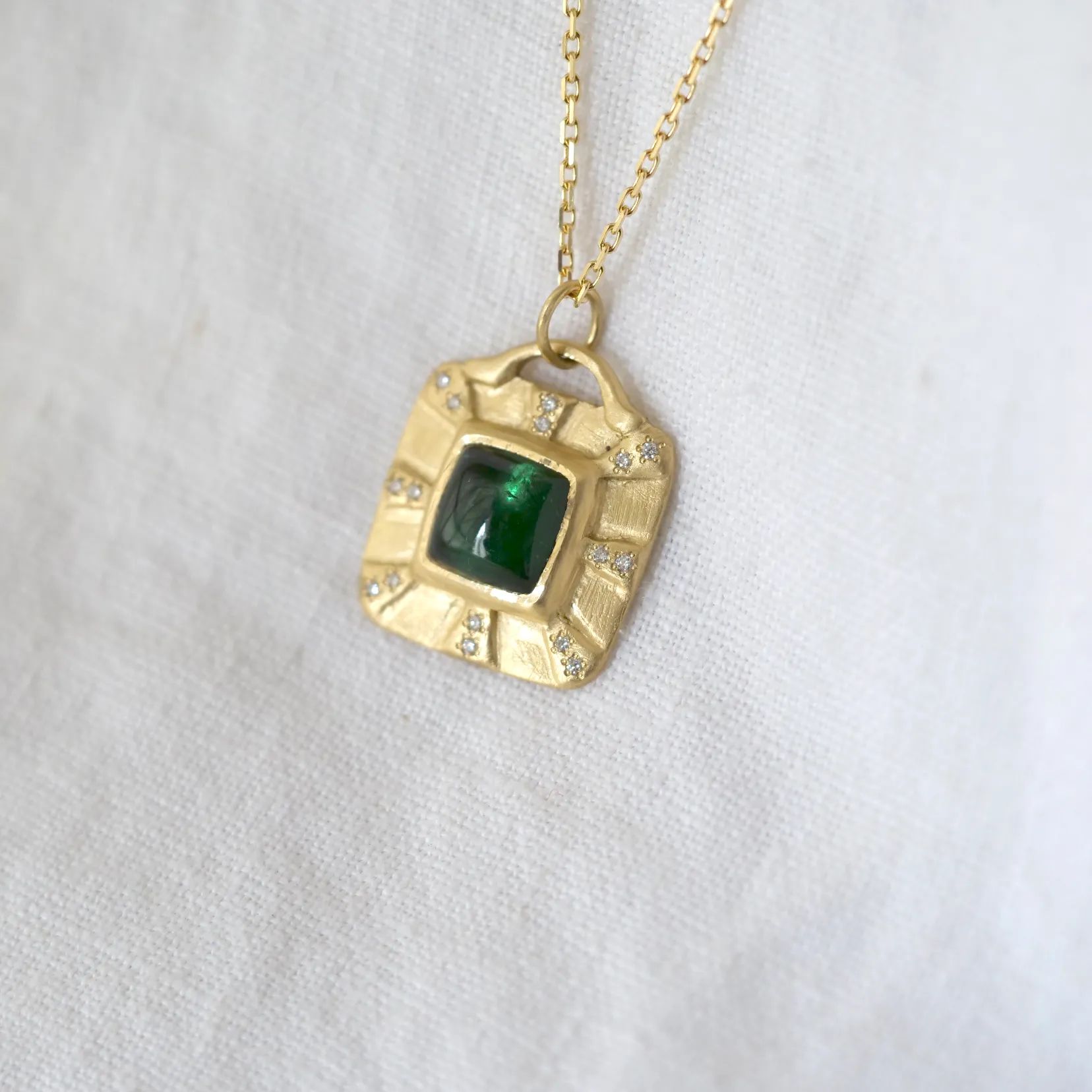 Tourmaline Cabochon Radiance Necklace - One of a Kind