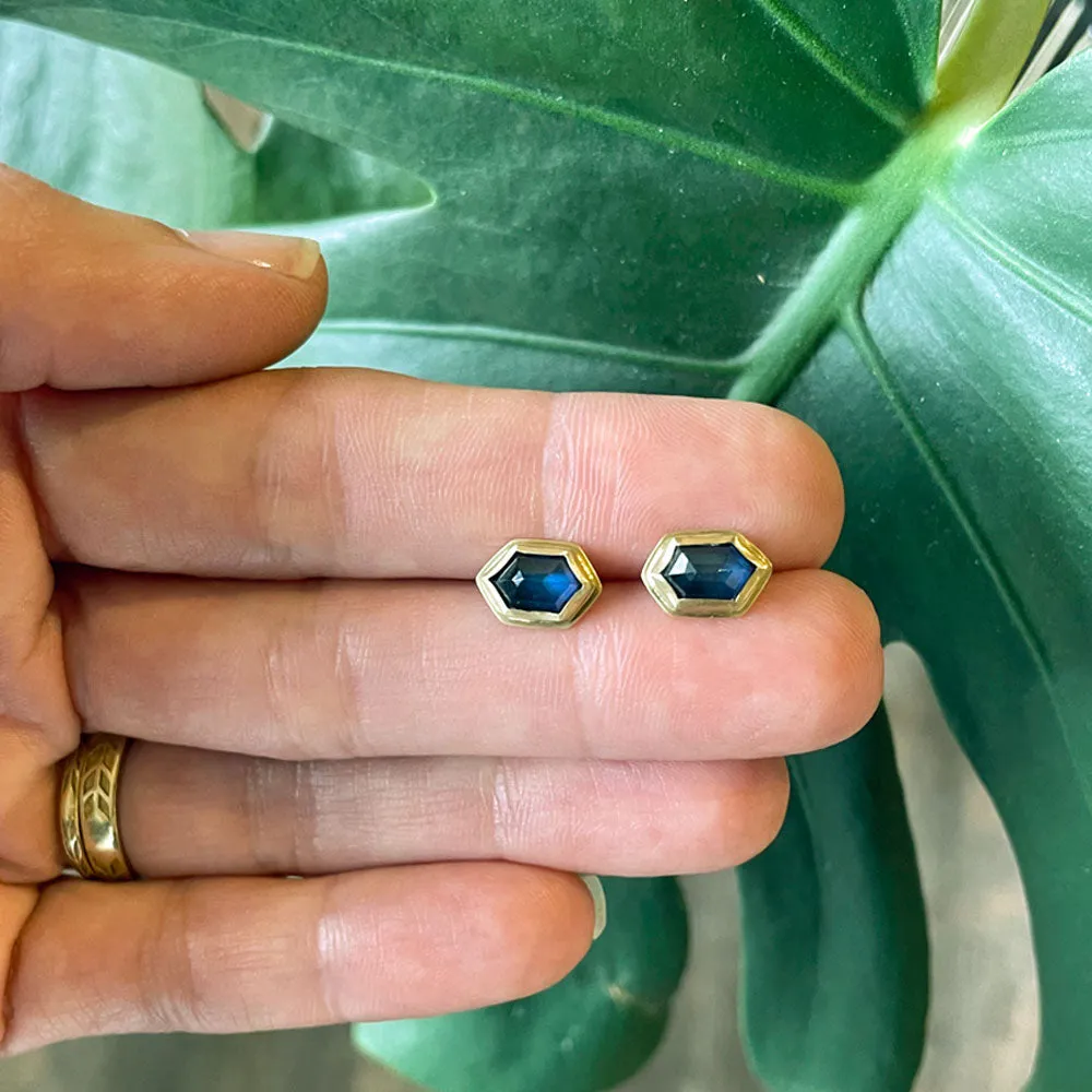 Trapezoid Moonstone Stud Earrings