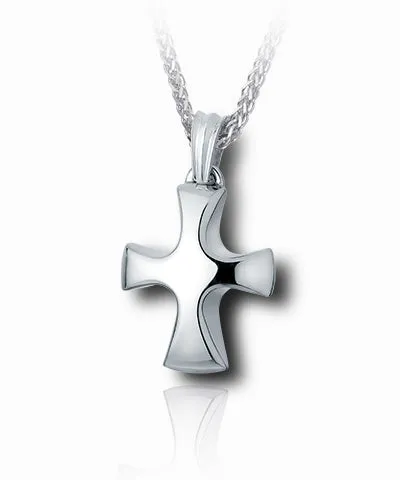 Tribal Cross Sterling Silver Cremation Necklace