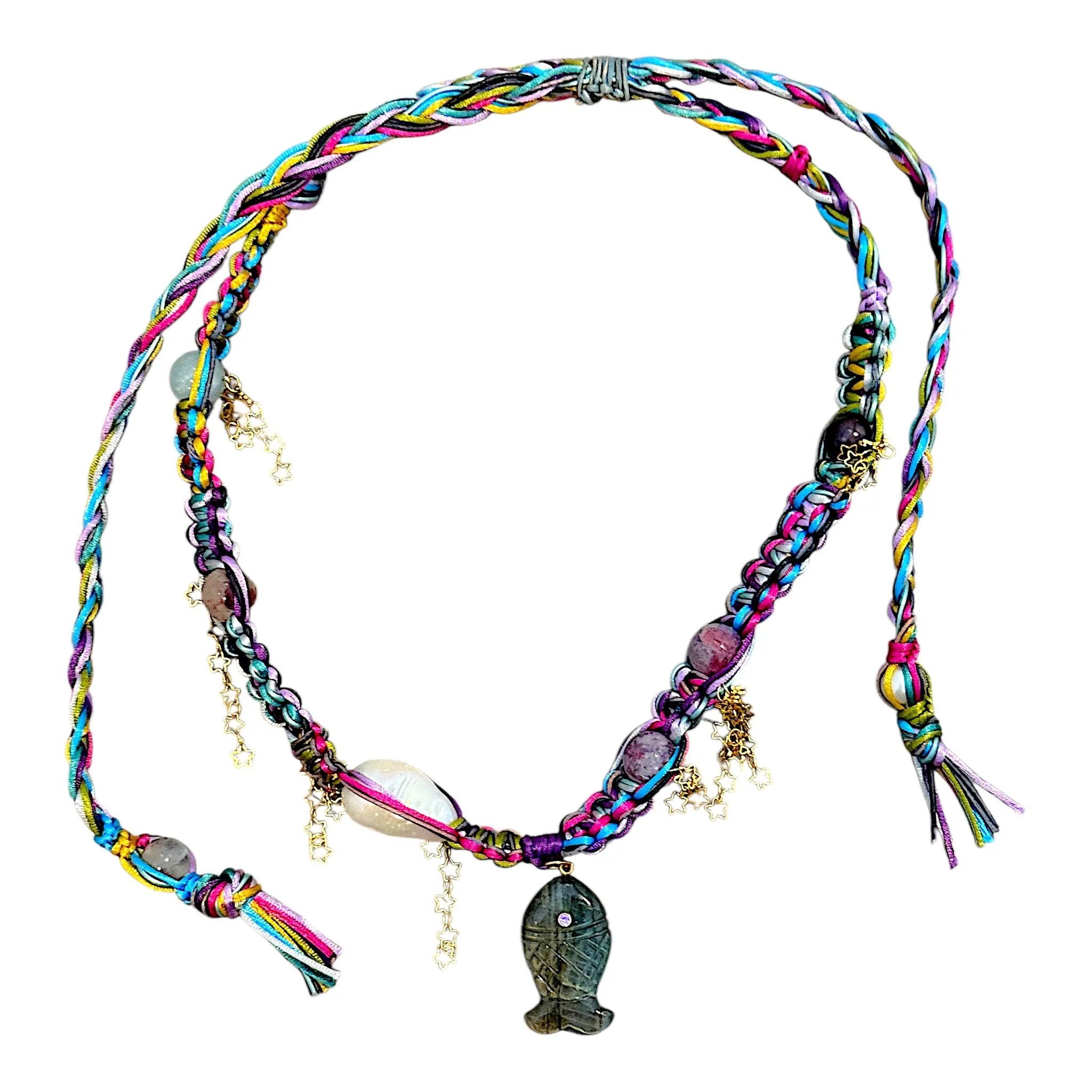 TROPICAL LABRADORITE GLOW STAR FISH ROCKSTAR NECKLACE