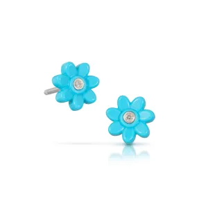 Turquoise Flower and Diamond earrings