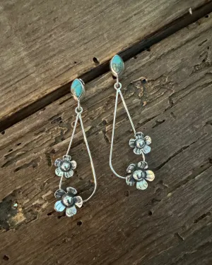 Turquoise Flower Teardrop Earring