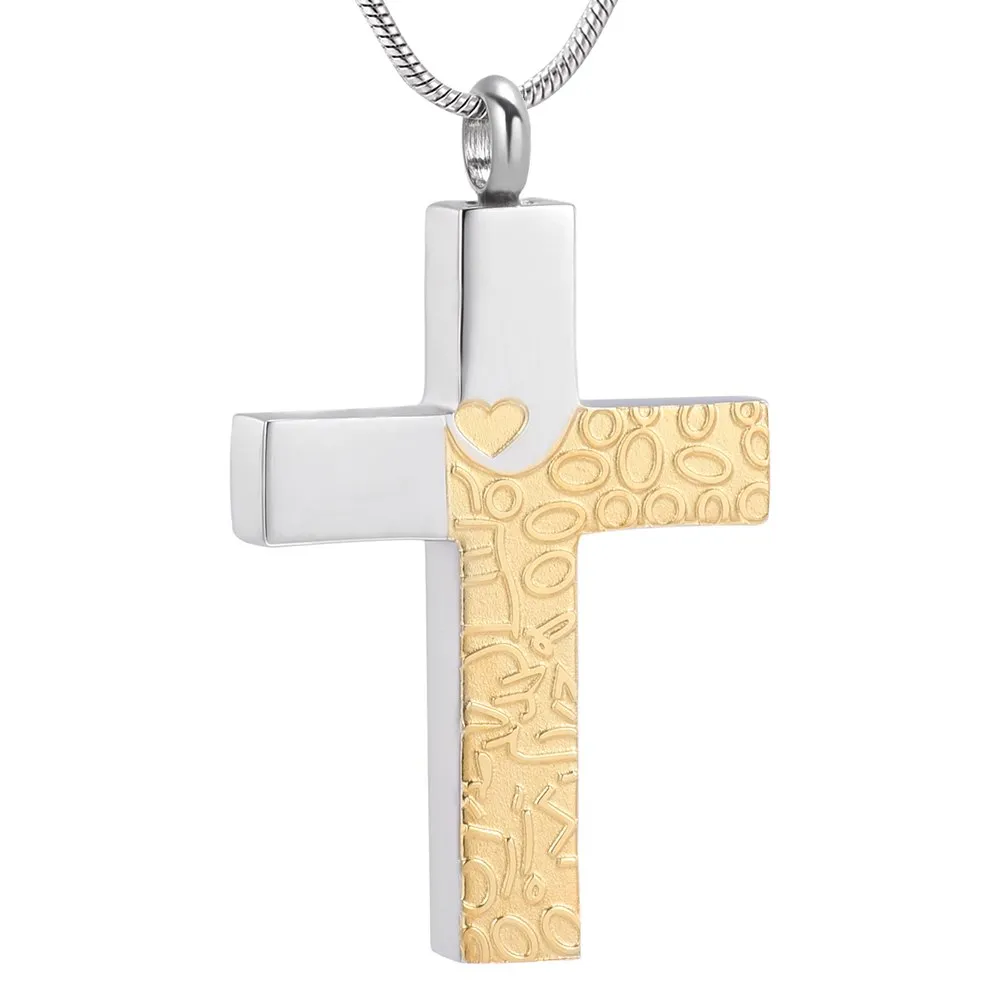 Two Tone Cross Cremation Necklace