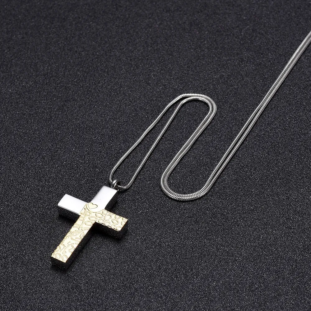 Two Tone Cross Cremation Necklace