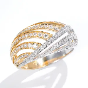Two Tone Gold Diamond Pave Wide Cocktail Ring