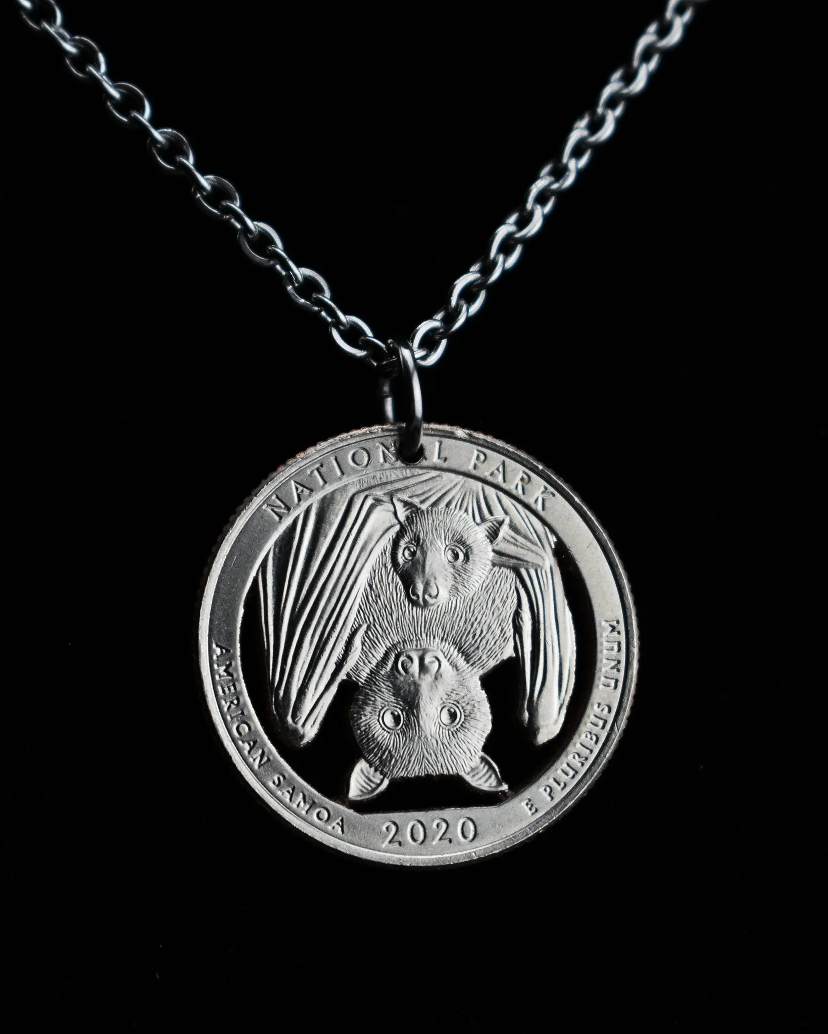 United States - Fruit Bat Cut Coin Pendant