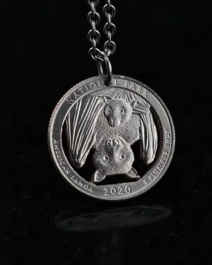 United States - Fruit Bat Cut Coin Pendant