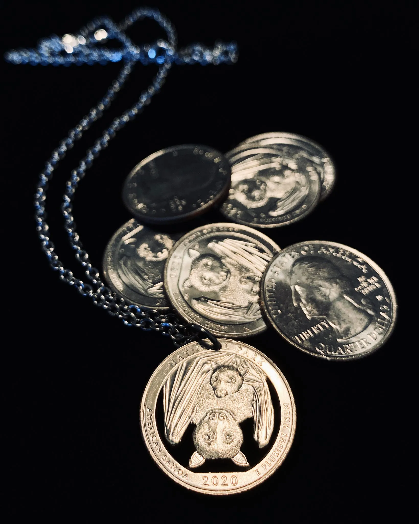 United States - Fruit Bat Cut Coin Pendant