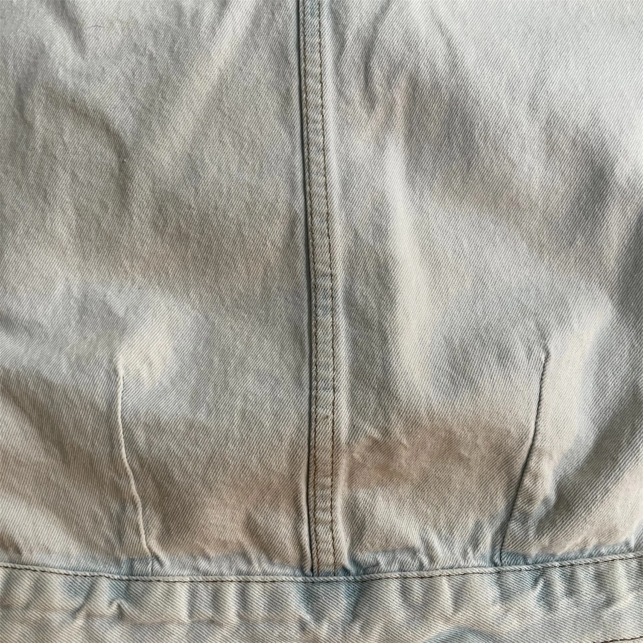 UPCYCLED Bleached out Dolman SleeveDenim  Jacket w/Chenille Eyes