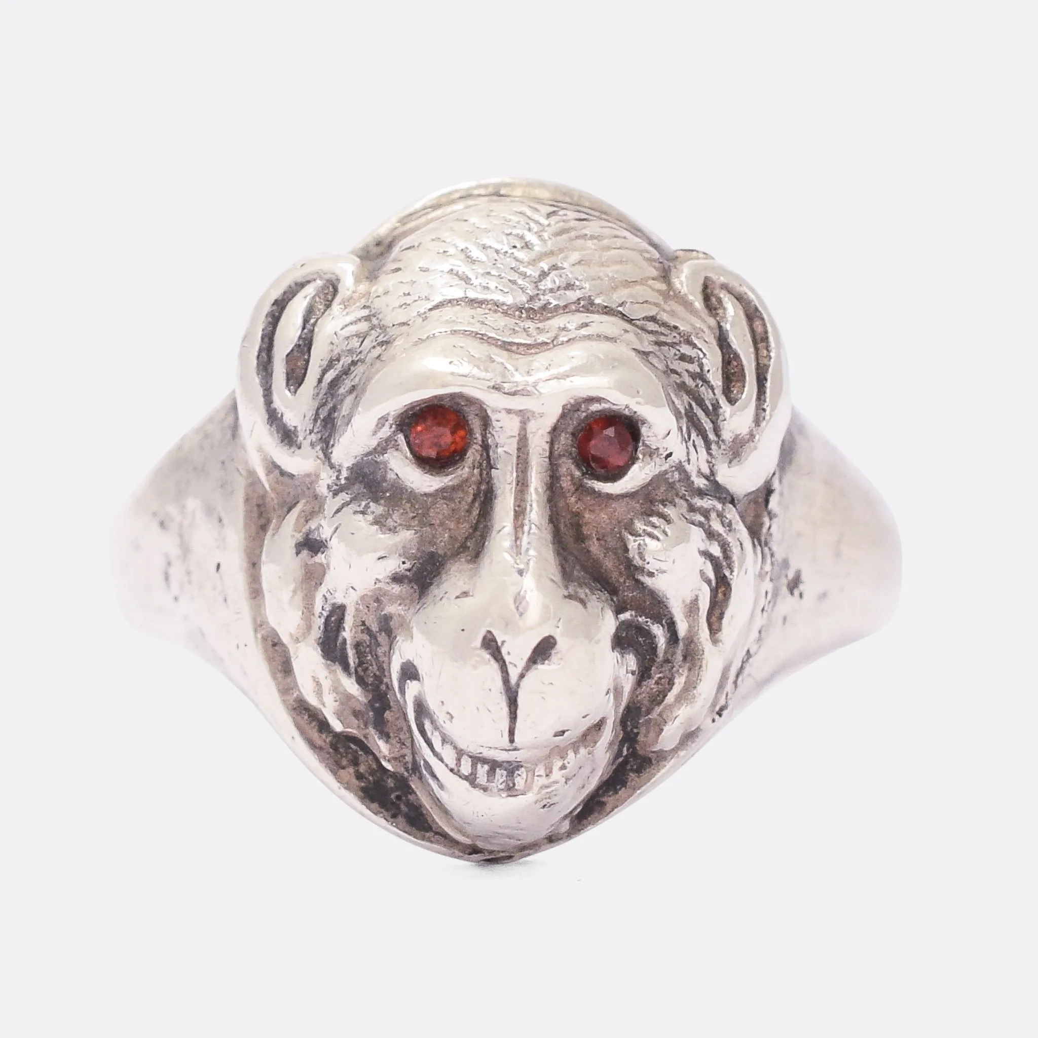 Victorian Garnet Eye Monkey Face Ring