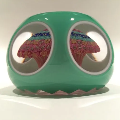 Vintage Baccarat Art Glass Paperweight Double Overlay Millefiori Mushroom