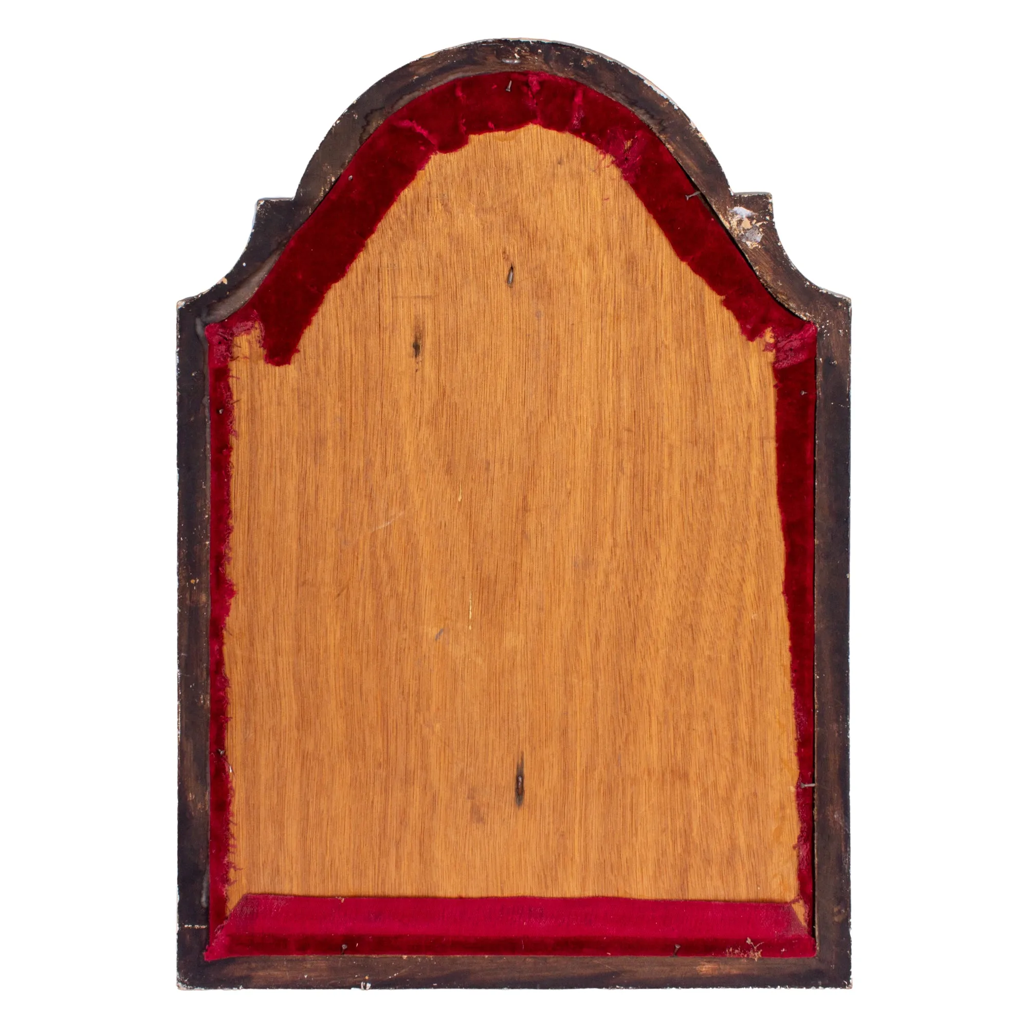 Vintage French Crucifix on Red Velvet & Gilt Plaque
