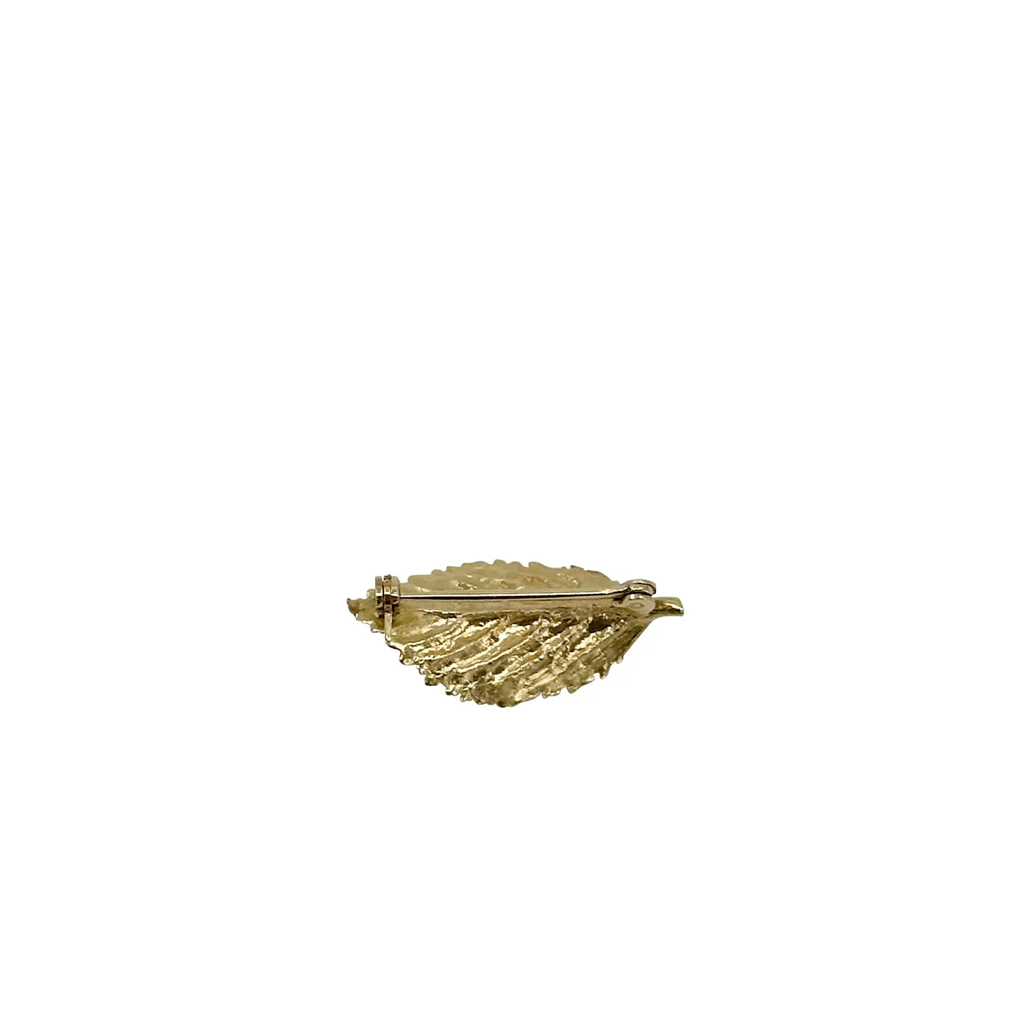 Vintage Gold Japanese Saltwater Akoya Cultured Pearl Pink Tourmaline Realistic Leaf Brooch- Gold Plate