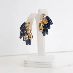 Vintage Jet and Gold Sequin Cha-Cha Hoop Earrings
