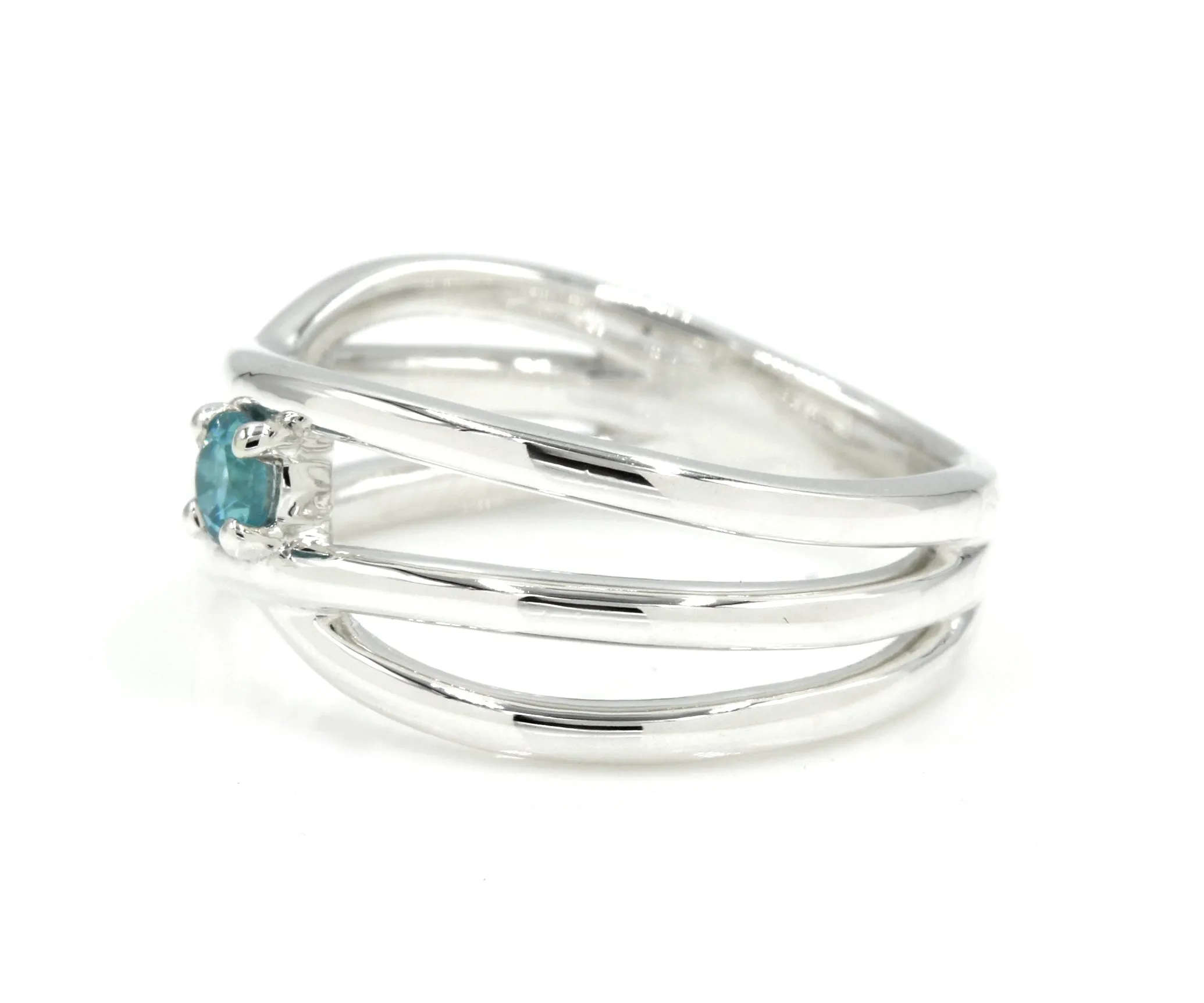 Weave Criss-Cross Gemstone Silver Ring