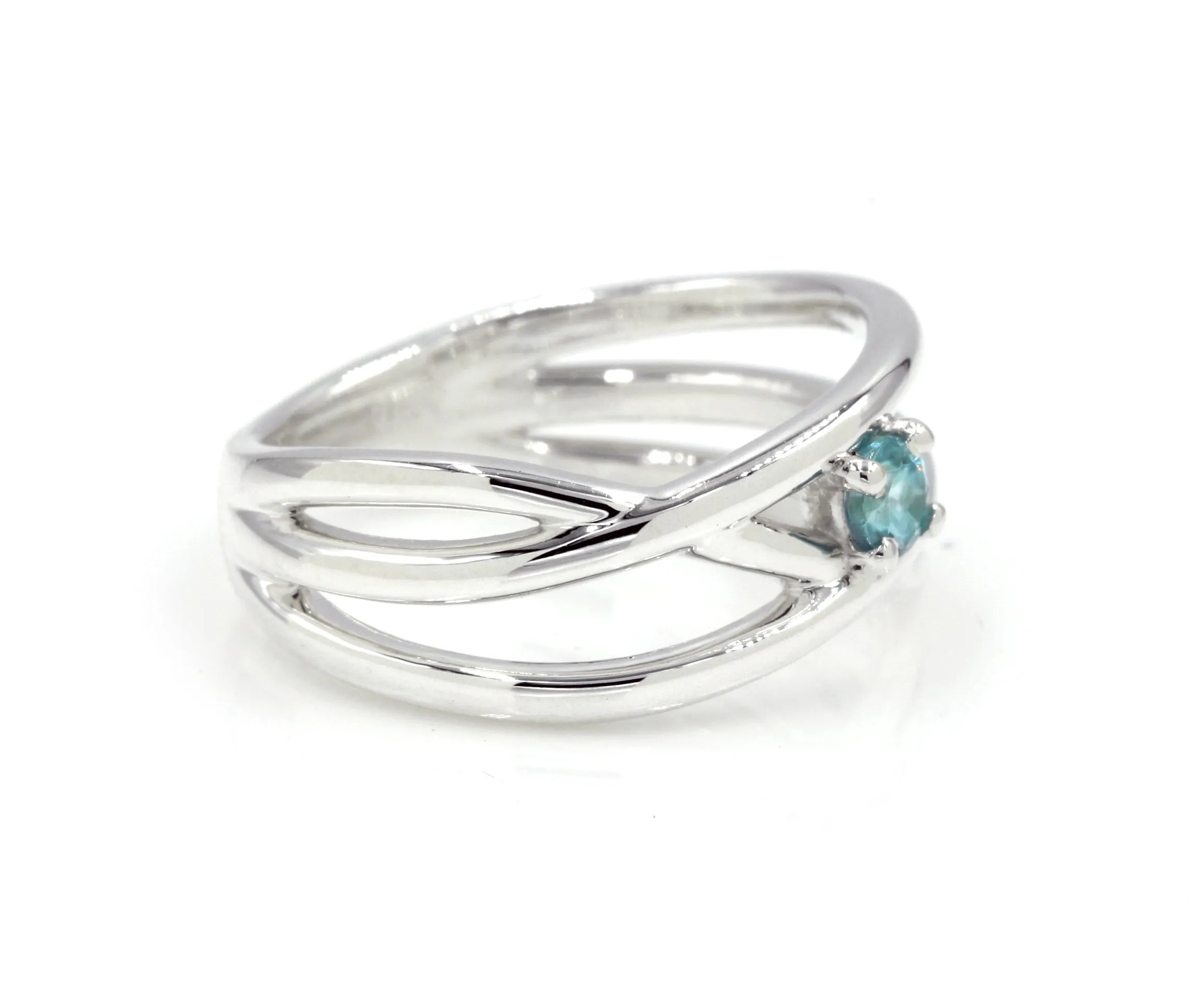 Weave Criss-Cross Gemstone Silver Ring