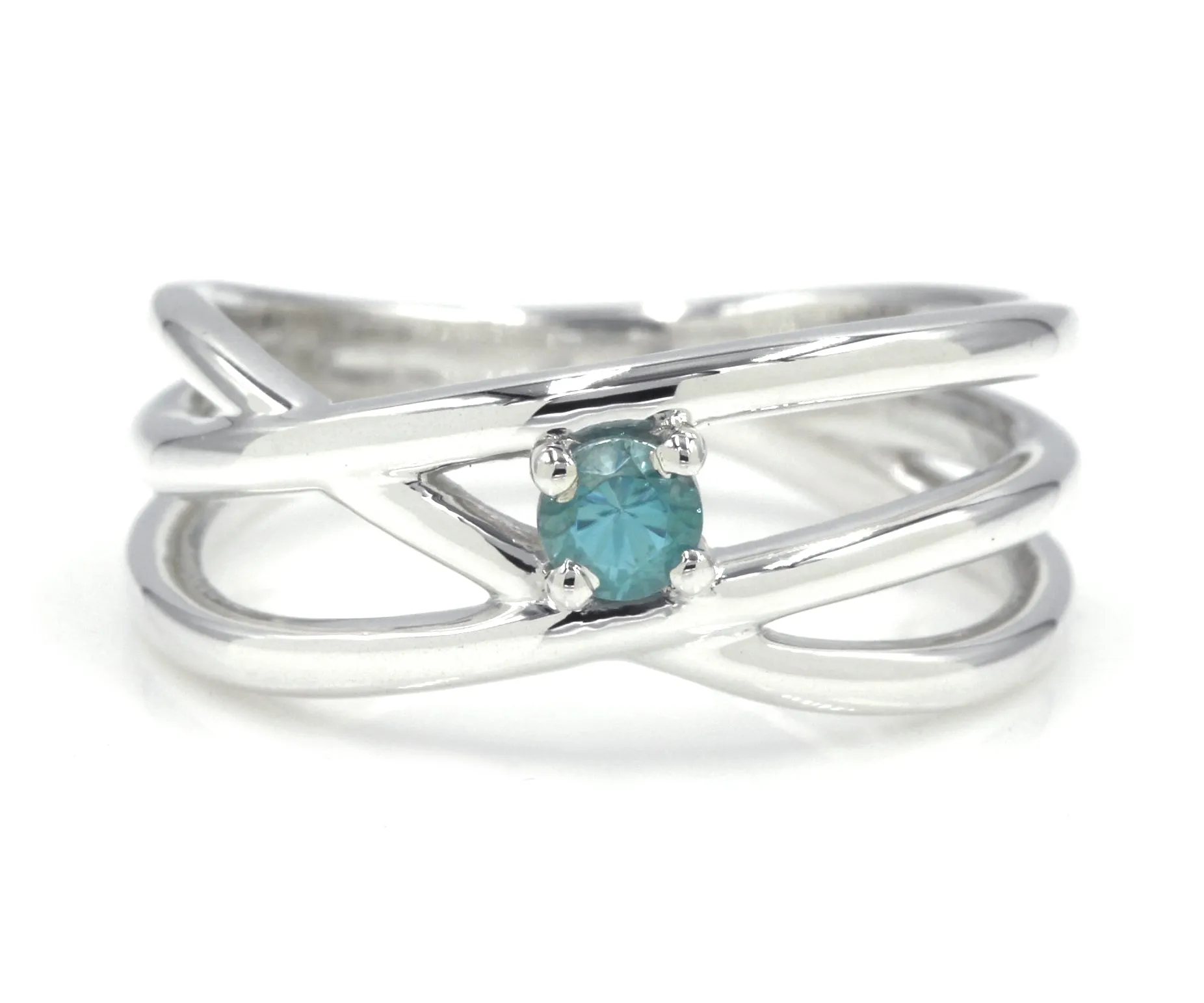 Weave Criss-Cross Gemstone Silver Ring