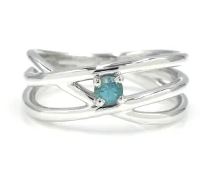 Weave Criss-Cross Gemstone Silver Ring
