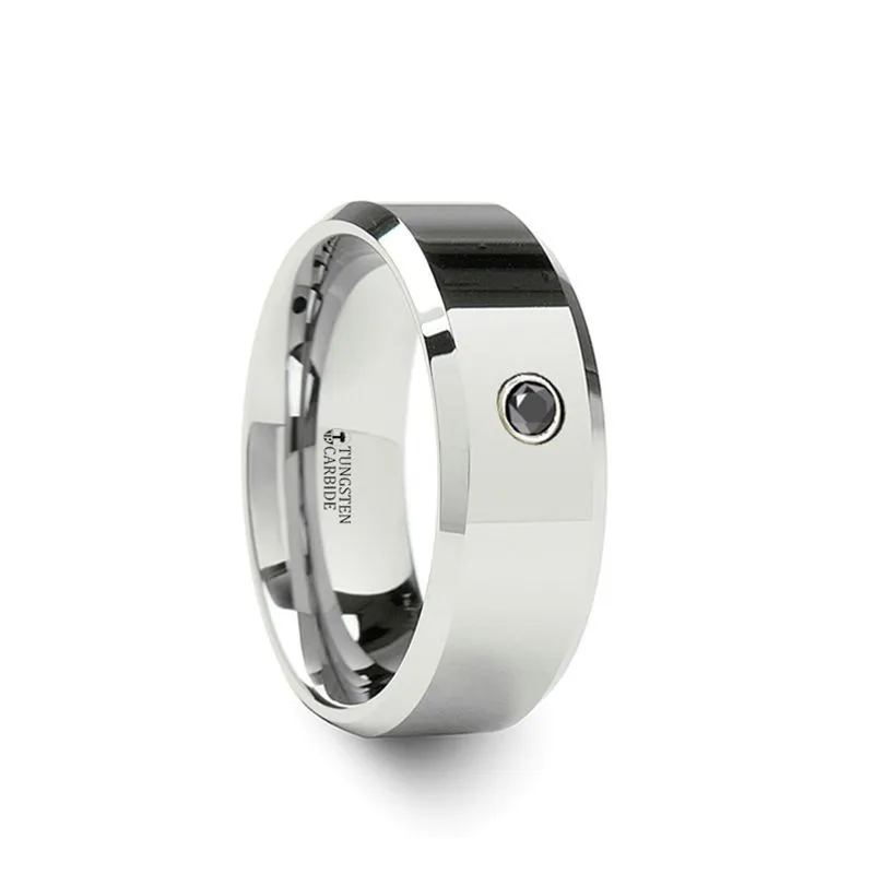 WESTMINSTER | Tungsten Ring Beveled Black Diamond