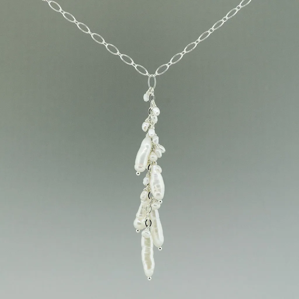White Pearl, Baroque Linear Necklace