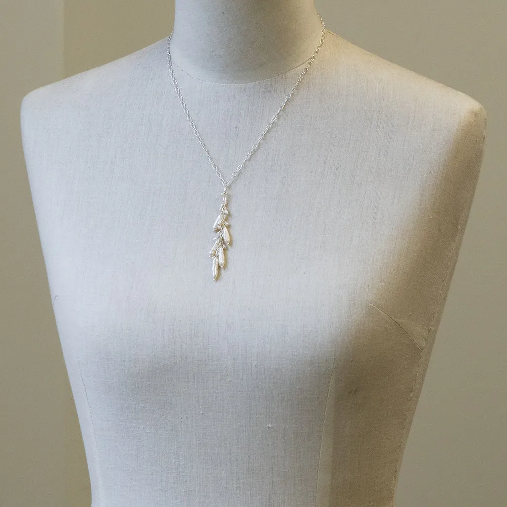 White Pearl, Baroque Linear Necklace