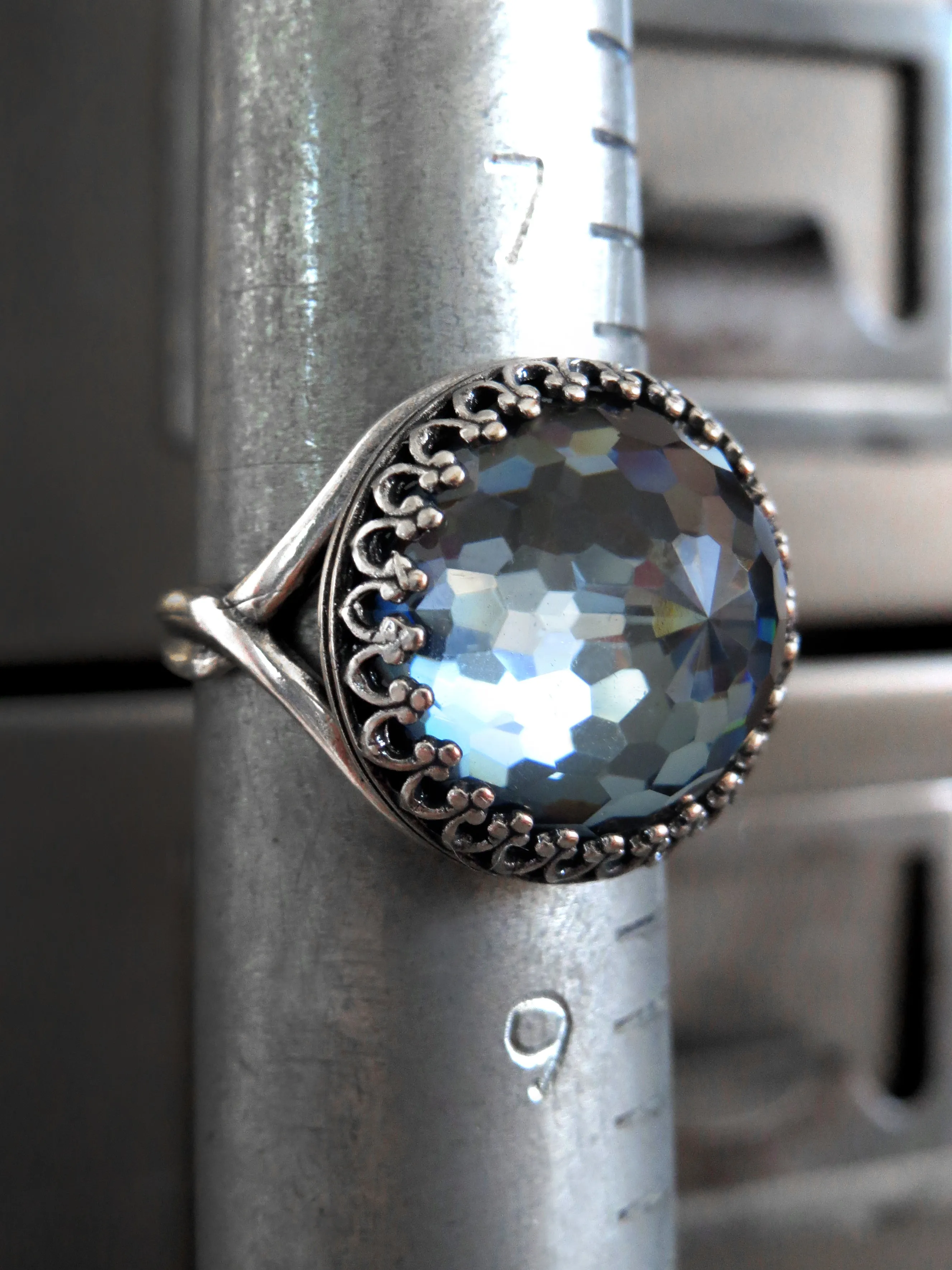 WINDOW to the SOUL V2 - Vintage Crystal Ring in Slate Blue