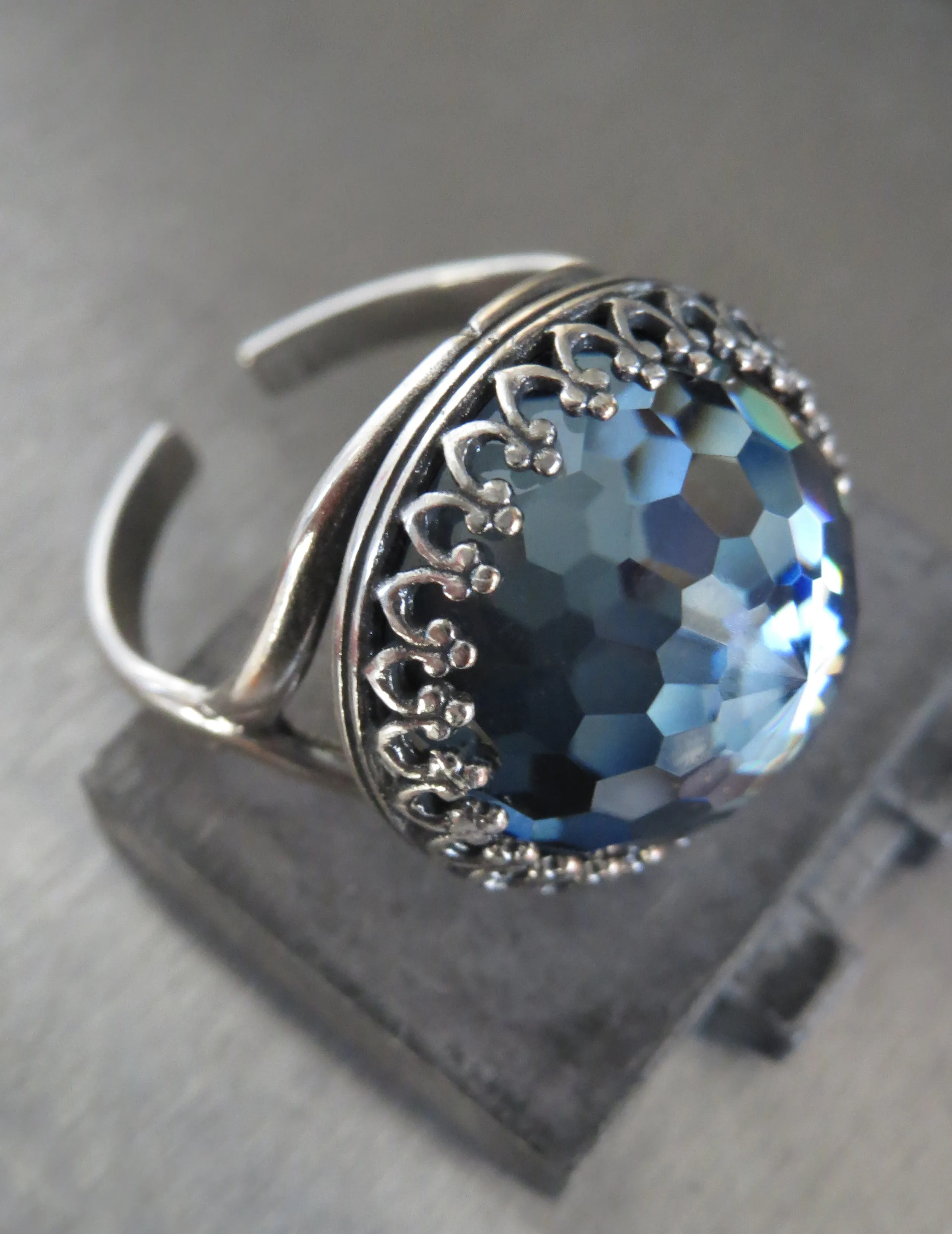 WINDOW to the SOUL V2 - Vintage Crystal Ring in Slate Blue