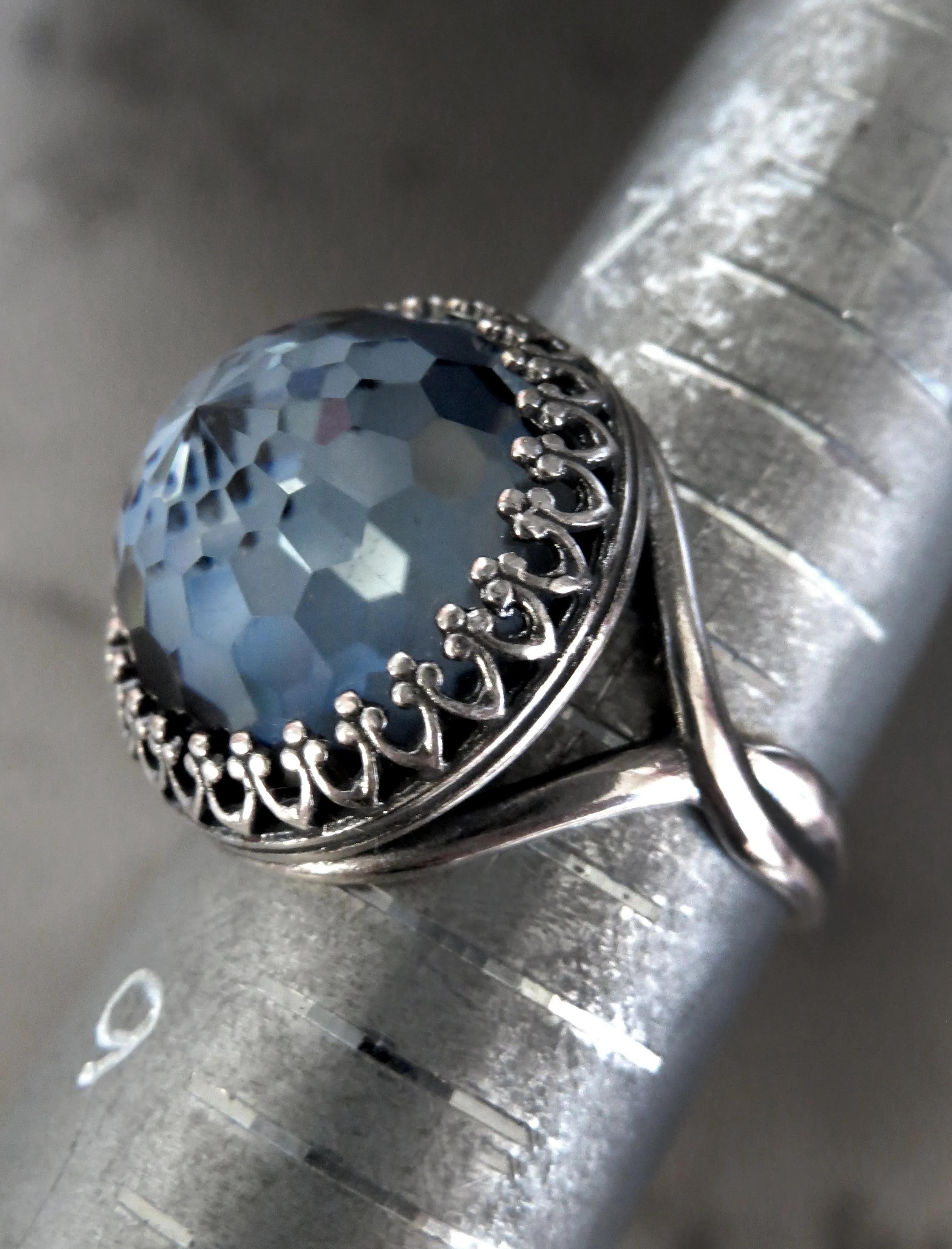WINDOW to the SOUL V2 - Vintage Crystal Ring in Slate Blue