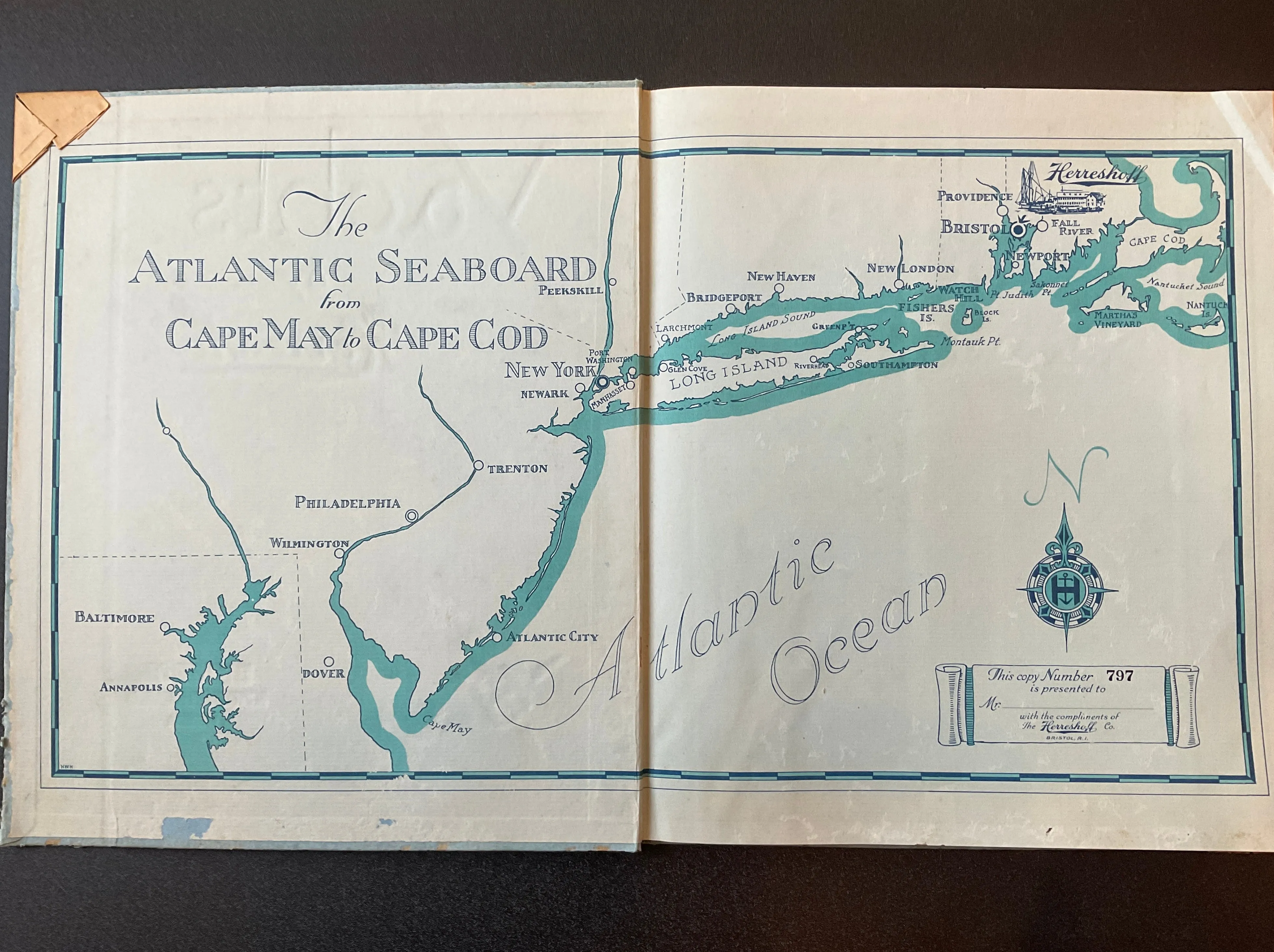 Yachts By Herreshoff Designers And Builders Of Sailing and Power Craft Book circa 1934 with very rare Herreshoff Mfg. Co. Fire Department Badge