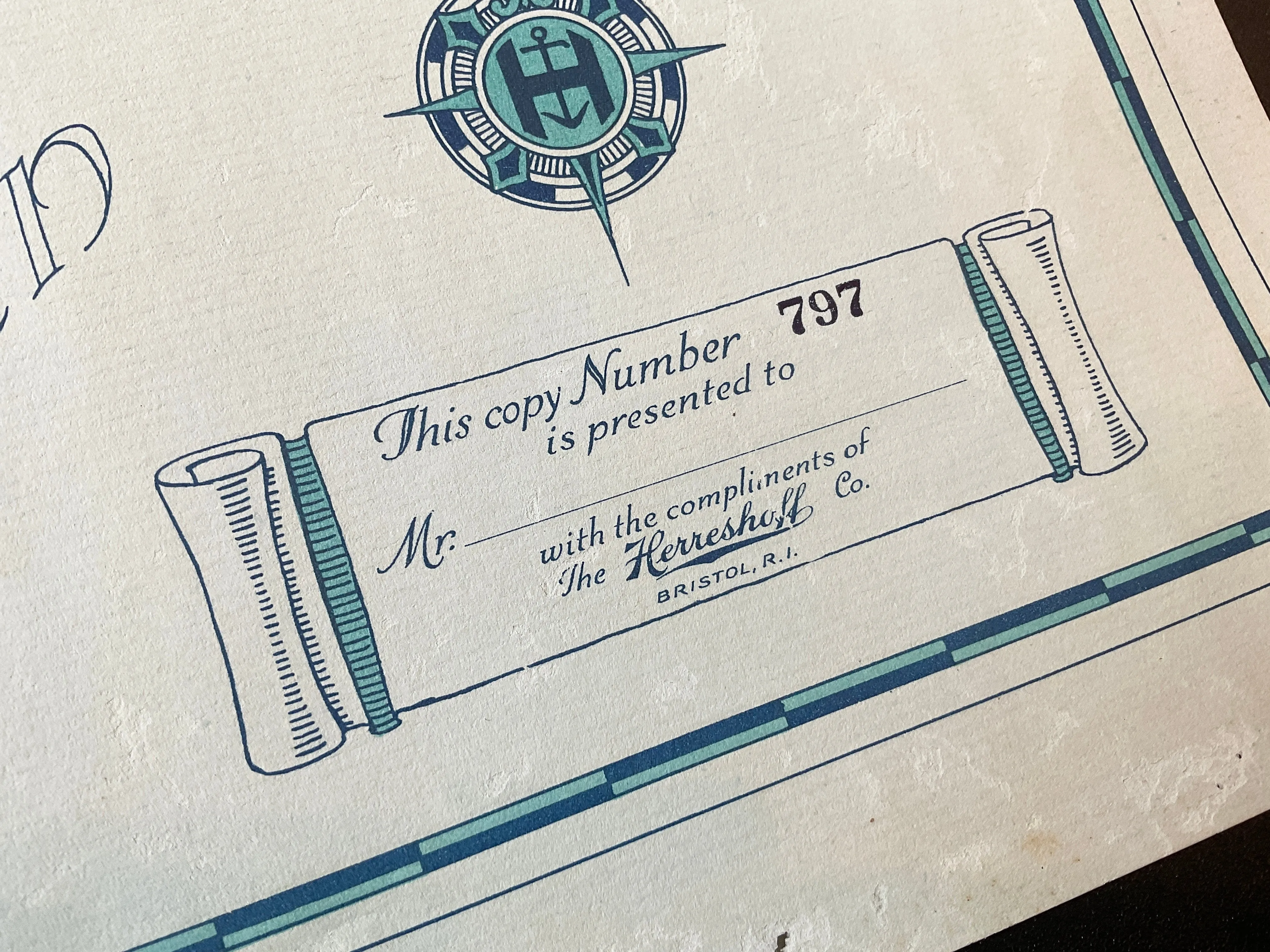 Yachts By Herreshoff Designers And Builders Of Sailing and Power Craft Book circa 1934 with very rare Herreshoff Mfg. Co. Fire Department Badge