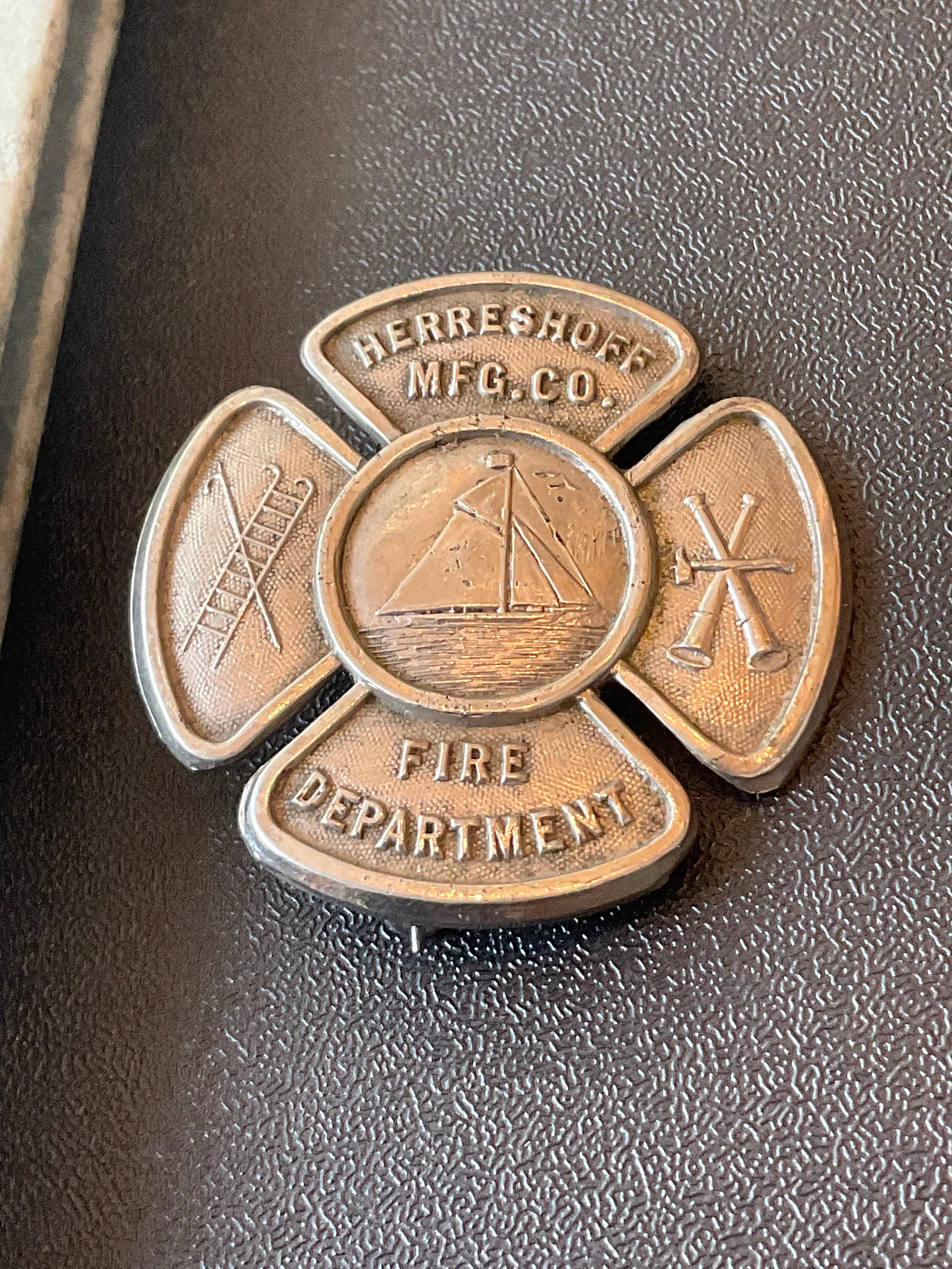 Yachts By Herreshoff Designers And Builders Of Sailing and Power Craft Book circa 1934 with very rare Herreshoff Mfg. Co. Fire Department Badge