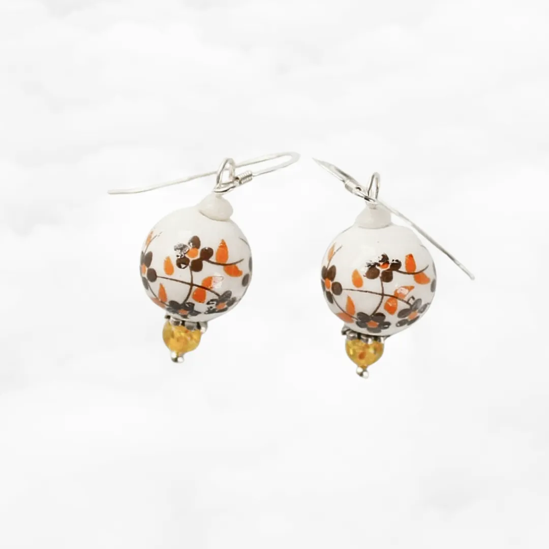 Yellow Plum Blossom Porcelain Earrings
