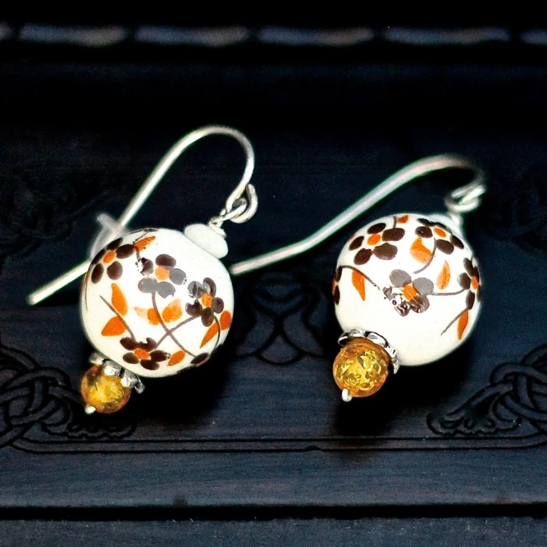Yellow Plum Blossom Porcelain Earrings
