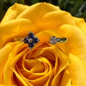 Zeghani Sapphire Diamond Open 14K White Gold Ring ZR2151